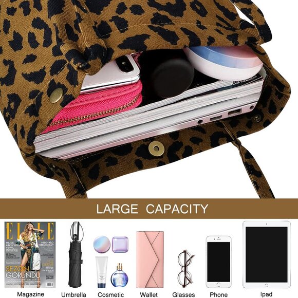 Corduroy Tote Bag for Women Canvas Shoulder Cord Purse with Inner Pocket - Picture 2 of 6